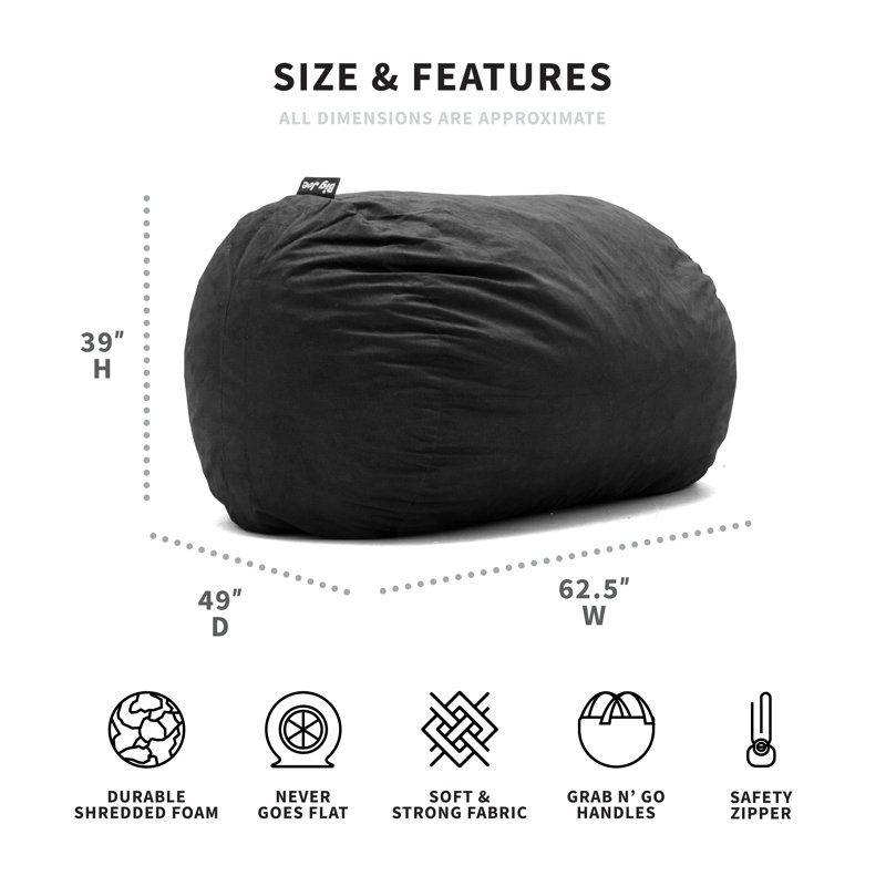 Petit sac à billes en mousse à mémoire de forme Fuf, Polyester noir