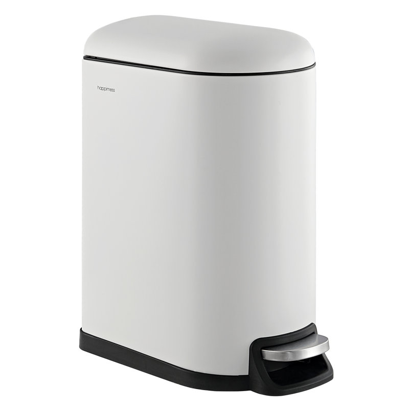 Poubelle à pédale en acier Roland, Blanc, 10,6 gallons