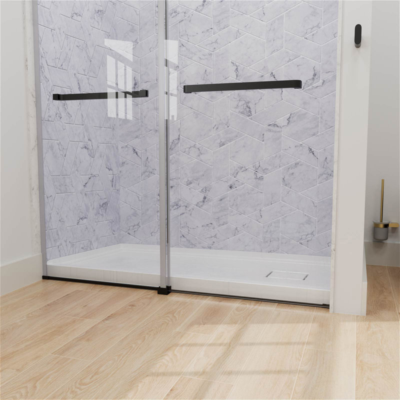 60 In. X 32 In. Rectangle White Acrylic Bathroom Alcove Shower Pan Base With Right Hand Drain, Right, White