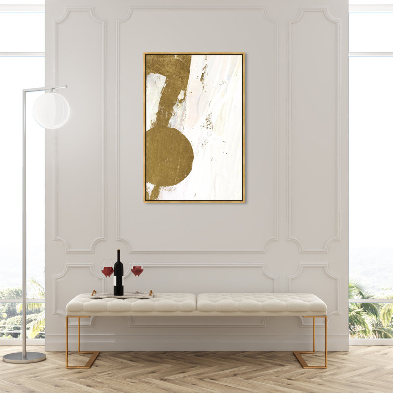 Terre de bouleau abstrait I - Peinture, H 45 po x l 30 po, Toile avec cadre doré