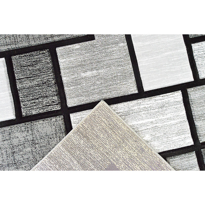 Tapis abstrait gris Mccampbell, Rectangle 3 pi 9 po x 5 pi 3 po