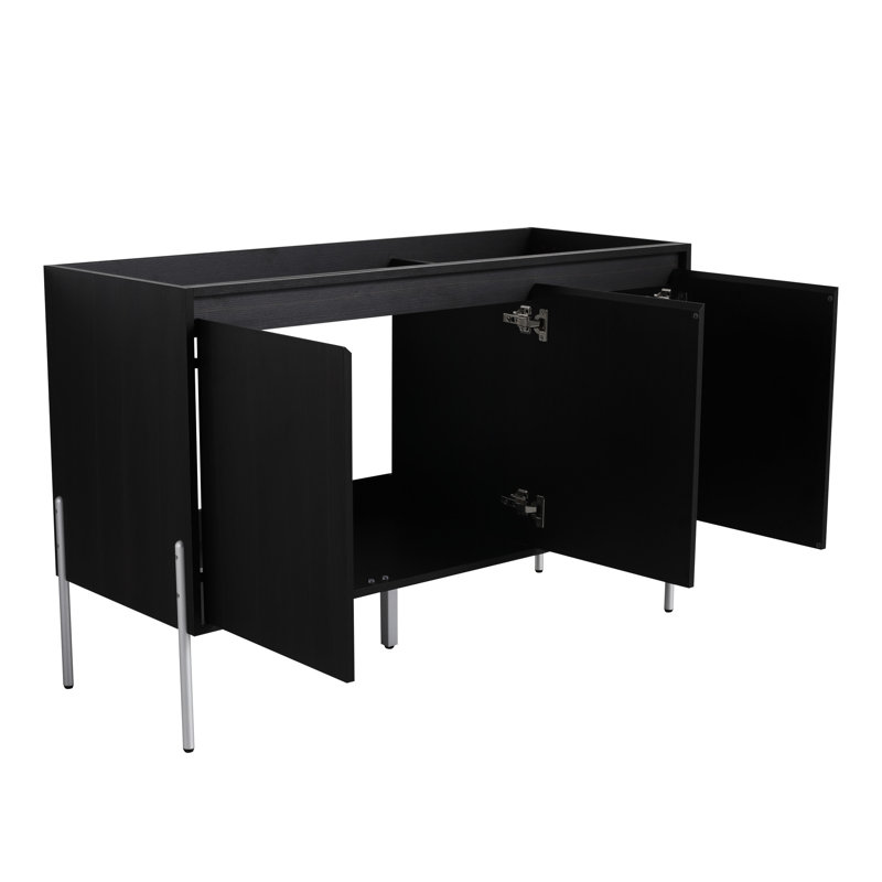 Meuble-lavabo moderne en chêne foncé de 122 cm (48 po) avec portes à fermeture amortie
