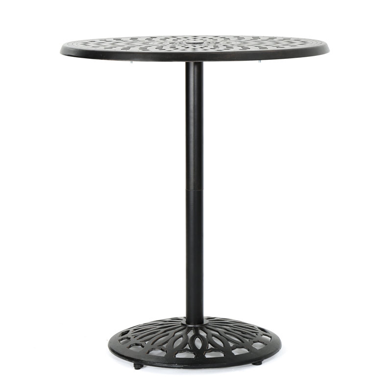 Table de bar ronde en aluminium coulé 35 po 35 po - Option extérieure en cuivre stable et tendance, avec un style exquis de beauté en filigrane