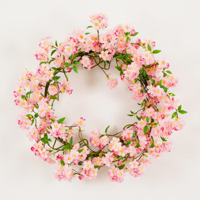 30 po Couronne de fleurs de cerisier rose artificielle
