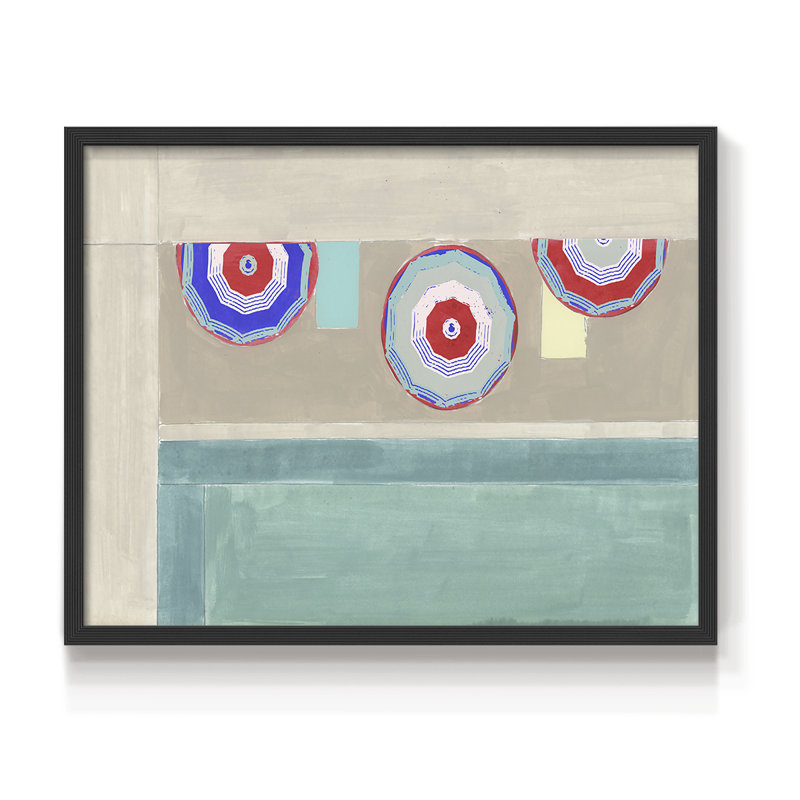 Au bord de la piscine II - Impression encadrée - Restickable, H 11 po x l 14 po, Noir, noir, noir, noir