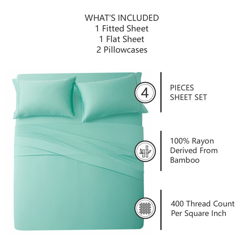 Sage Green Bamboo Cotton Full Deep Pocket Sheet Set