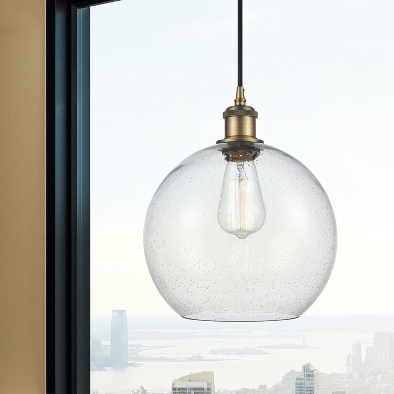 Luminaire suspendu sphère 1 lumière Baptista, Ampoule DEL 6 watts Vinage, Grainé, Laiton brossé