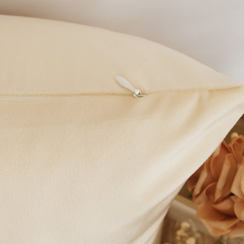 Soft Velvet Decorative Throw Pillow Covers For Couch Sofa, Square 20", Beige