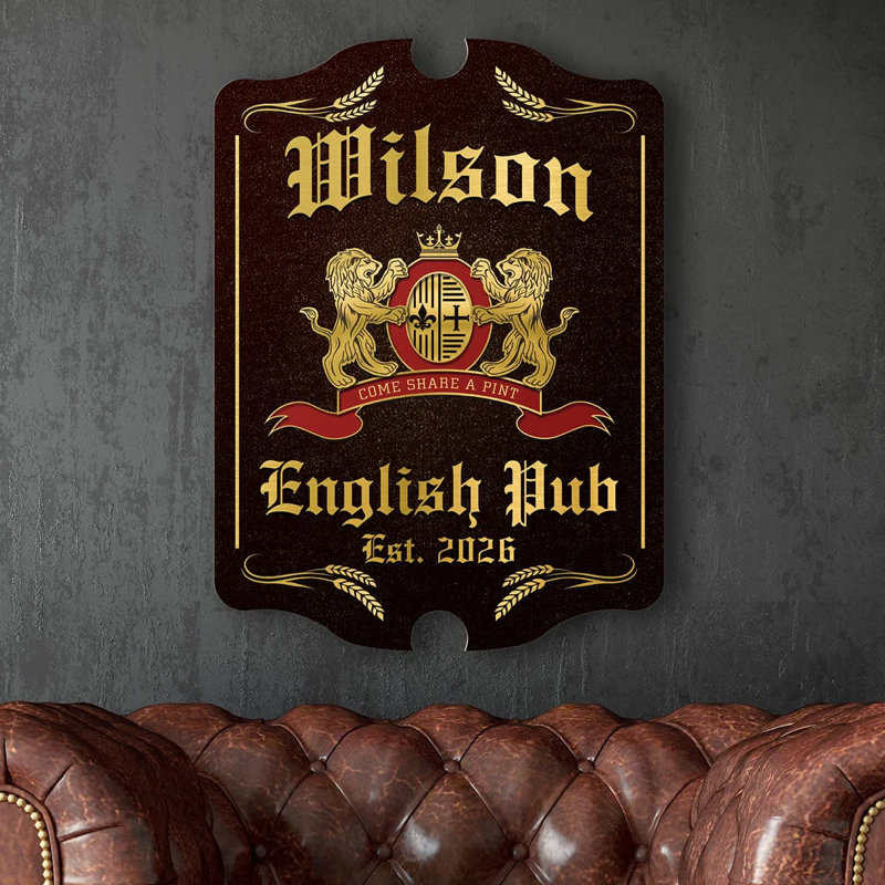 Enseigne de pub Proper English, H 21 po x l 15 po x P 2 po, Oui