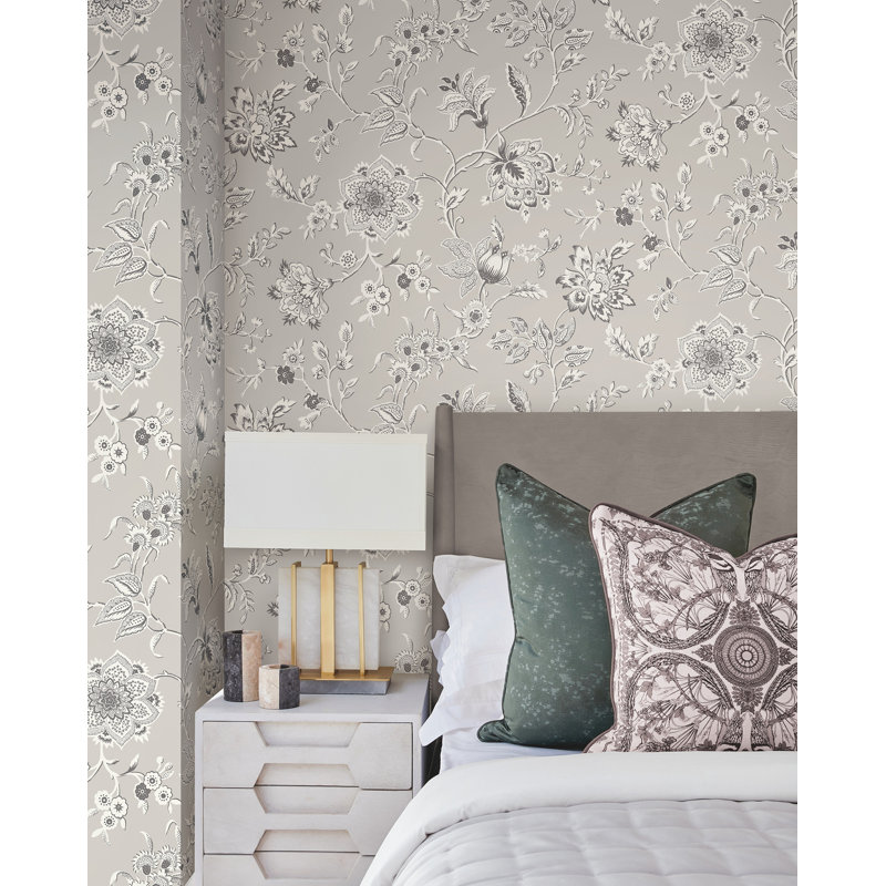Sutton Floral Wallpaper Roll, Gray