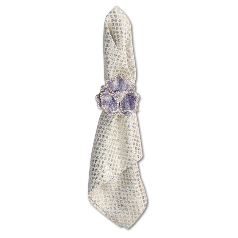 Crystal Flower Napkin Ring, Silver