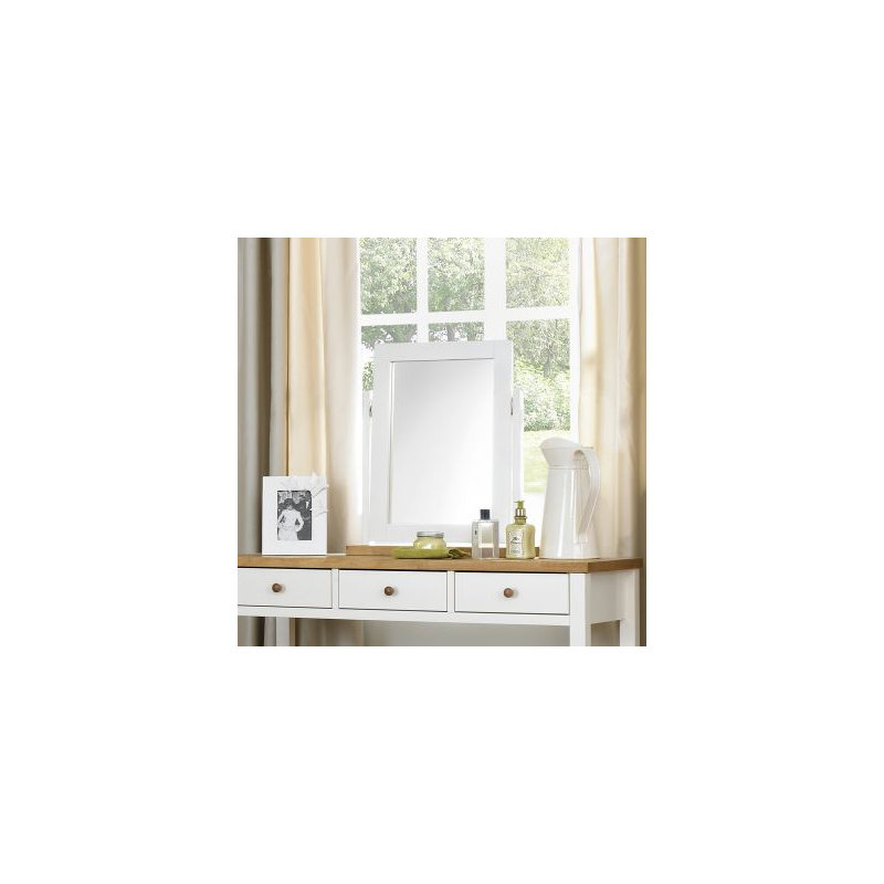Cillian Wood Flat Wall Mirror, Soft White/Oak
