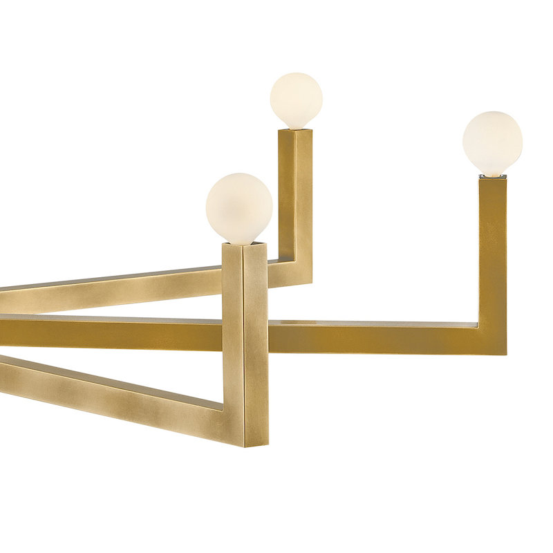 Ezra 8 - Light Steel Dimmable Chandelier, Heritage Brass