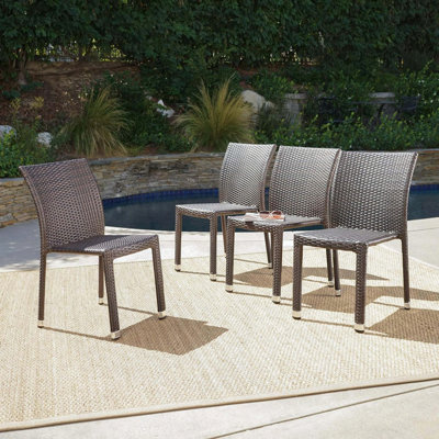 Outdoor Patio Armless Rattan Chair, Aluminum Frame