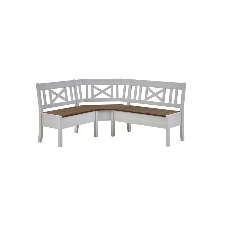 Pols Solid Wood Bench, White and amber, 93cm H x 170cm W x 147cm D