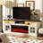 70" Fireplace Tv Stand For Tvs Up To 80" With Storage Cabinets, Entertainment Center With 36" Electric Fireplace, Led Light Tv Consoles For Living Room, Farmhouse Media Console Table, Crystals-1936693439