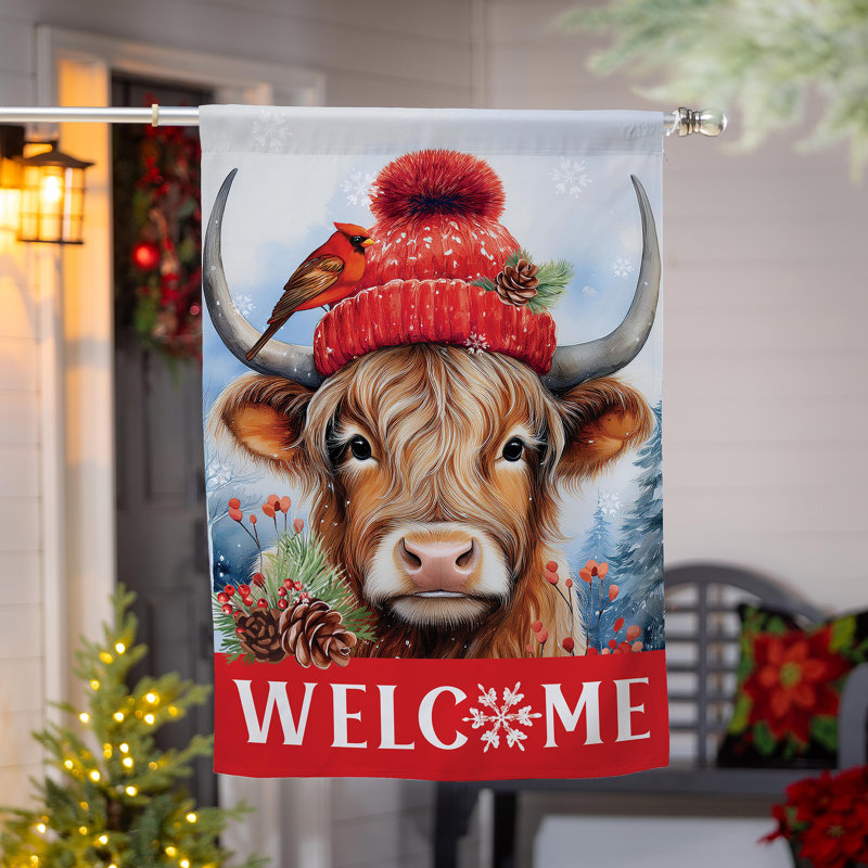 Drapeau de maison en daim Highland Cow