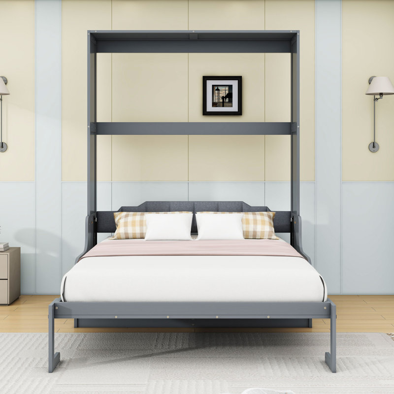 Soloma Queen Murphy Bed with Sofa Cushion, Gray