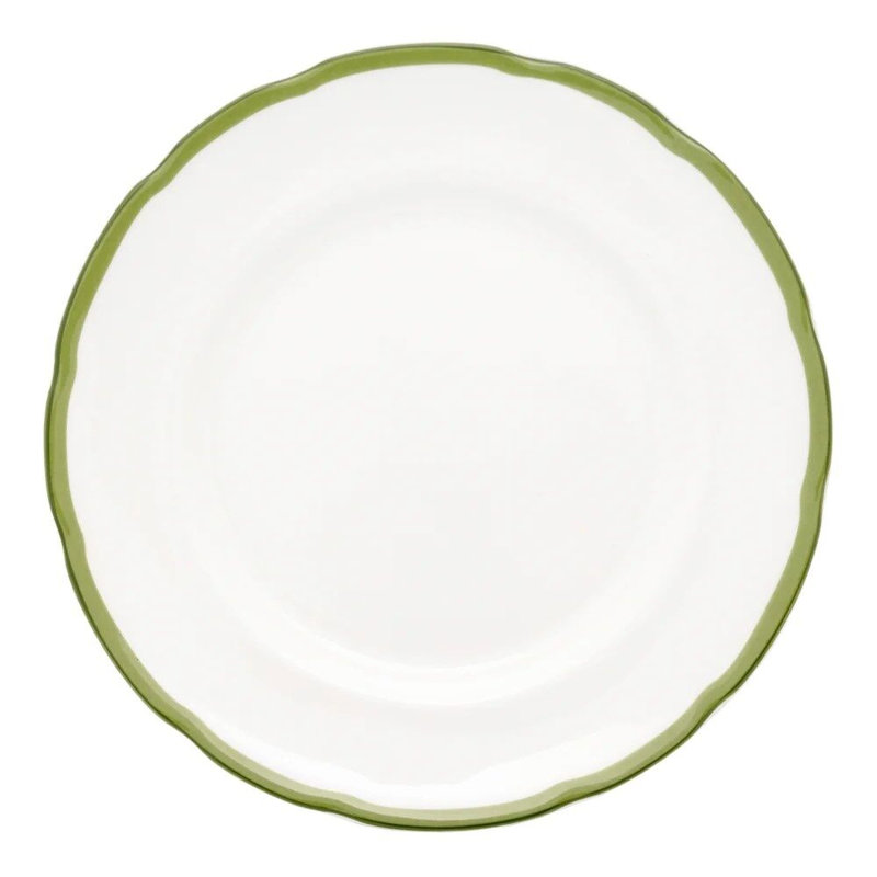 Scalloped Salad Plate, Green/White