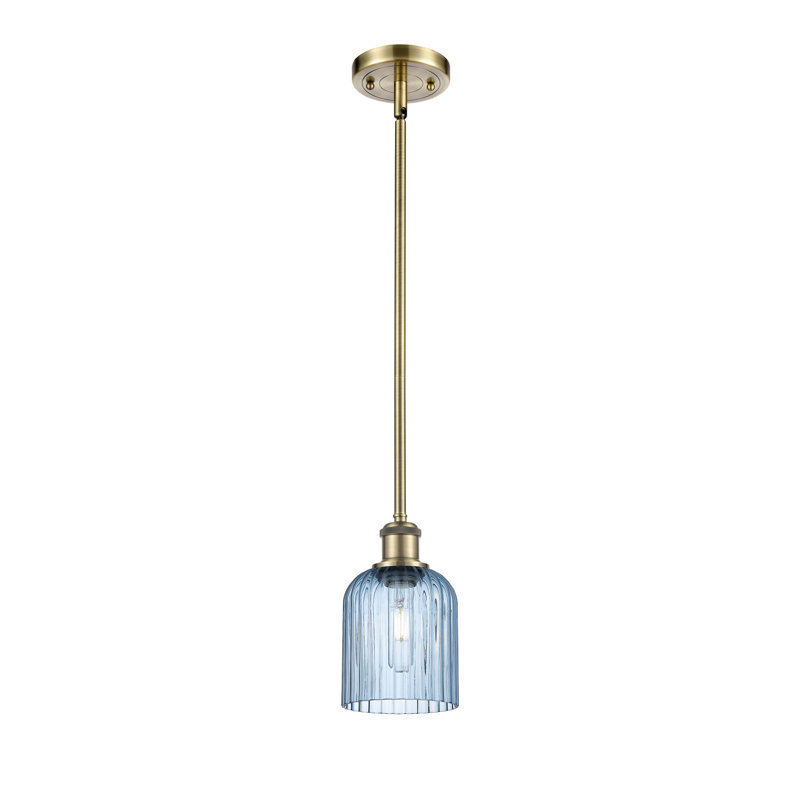 Luminaire suspendu 5 lumières Ballston Addeline, Laiton antique, Bleu princesse