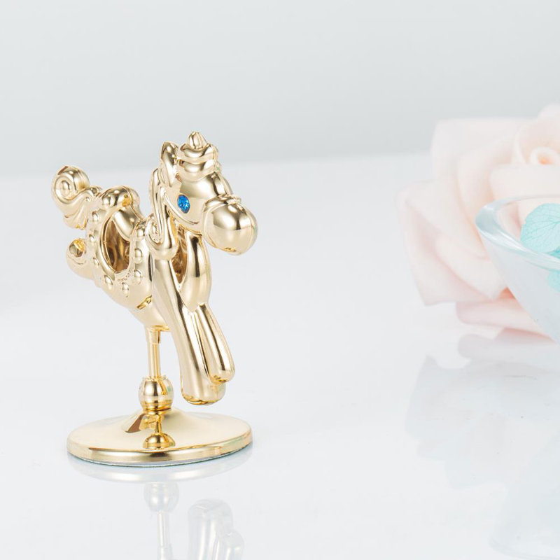 Figurine cheval de troie crystal garniture cloutée