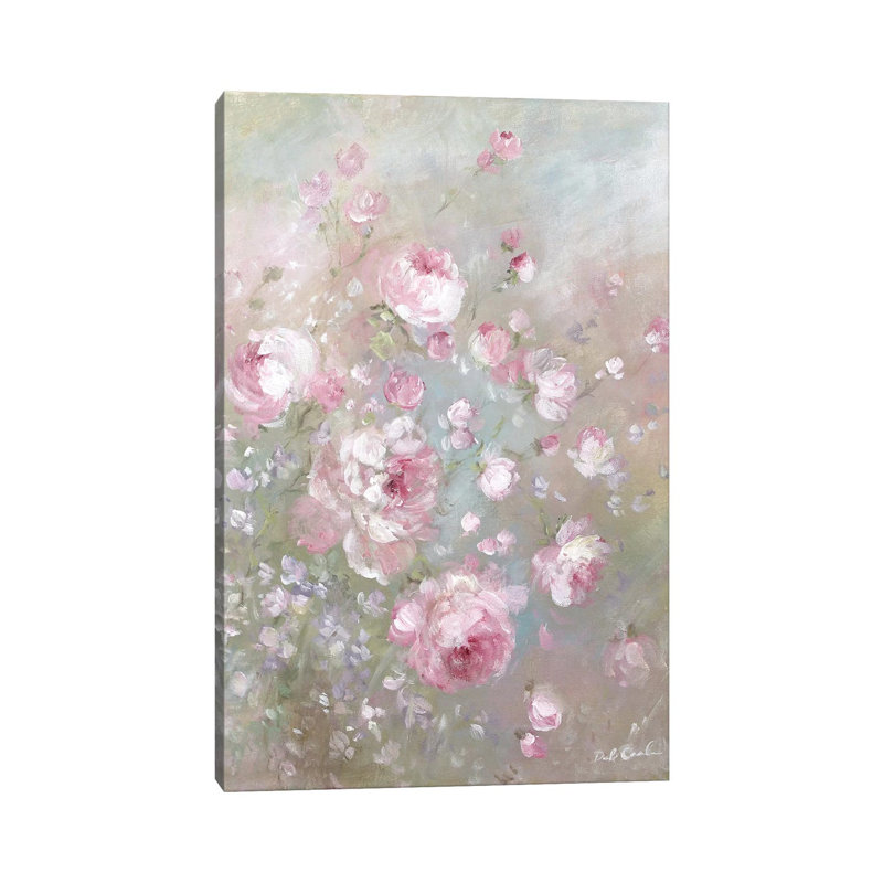 Roses estivales par Debi coules-reproduction d’art, H 26 po x l 18 po x P 1,5 po, Pas de tapis, Toile tendue
