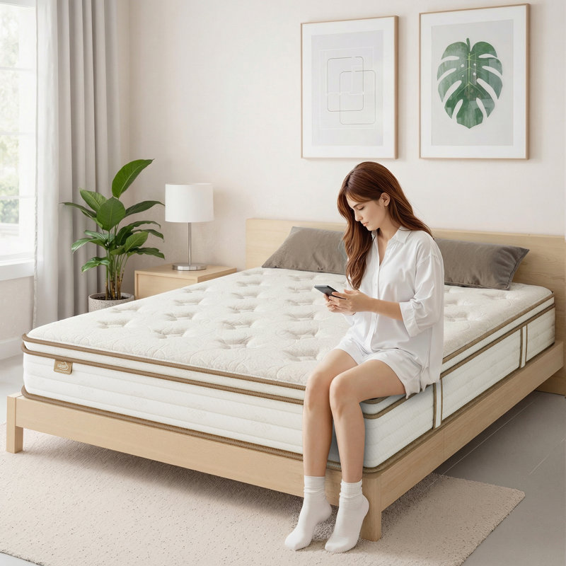 Matelas hybride en mousse viscoélastique gélifiée 10 po avec ressorts ensachés, confort moyen, soulagement de la pression et isolement des mouvements, certifié CertiPUR-US, essai de 100 nuits