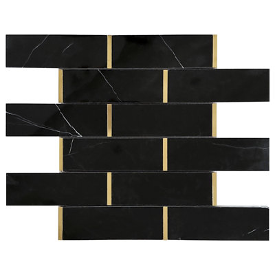Supreme Tile Natural 11.86 in. x 11.54 in. Brick Joint Polished Marble Mosaic Tile