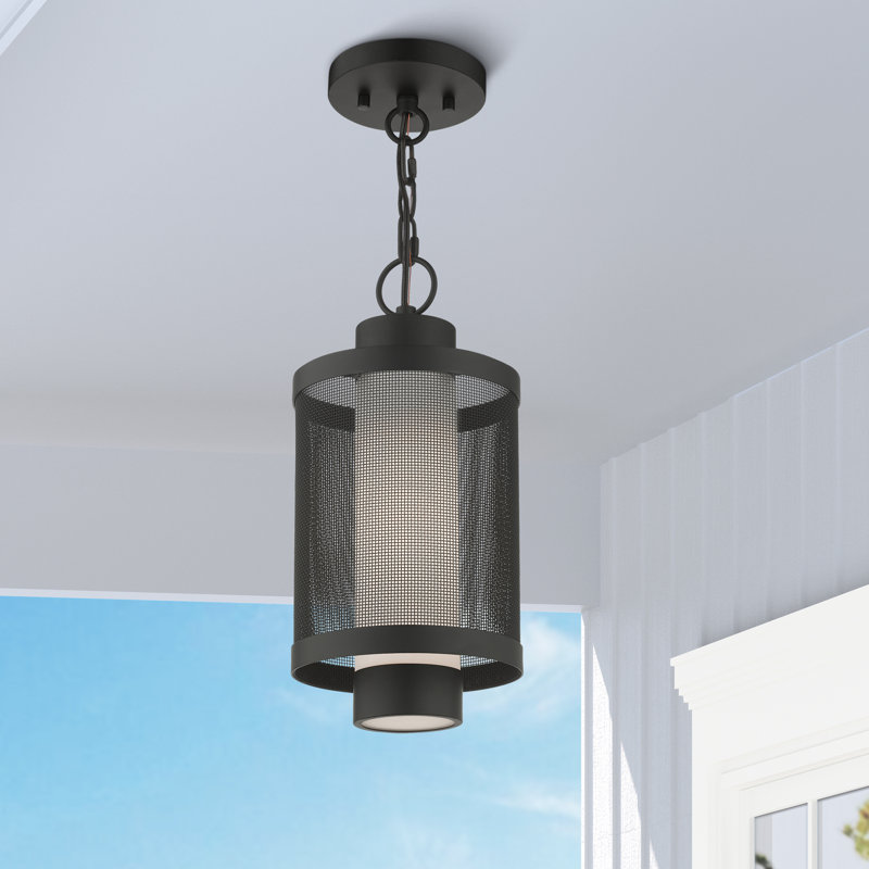 Lanterne suspendue d'extérieur Zebra, H 14,5 po x l 9 po x P 7 po, Noir texturé