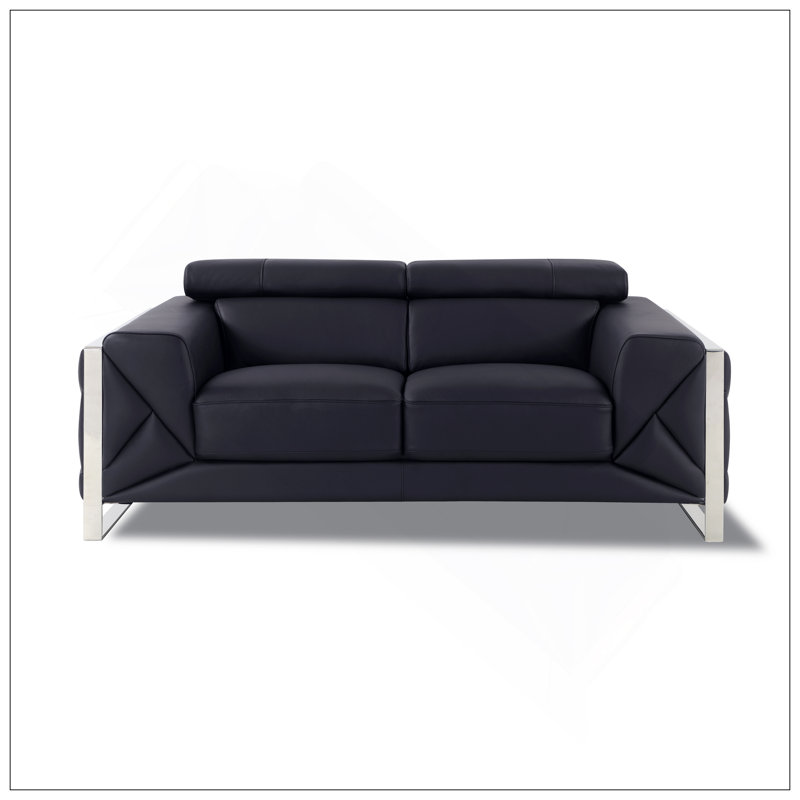 Causeuse en cuir italien Global United, Noir