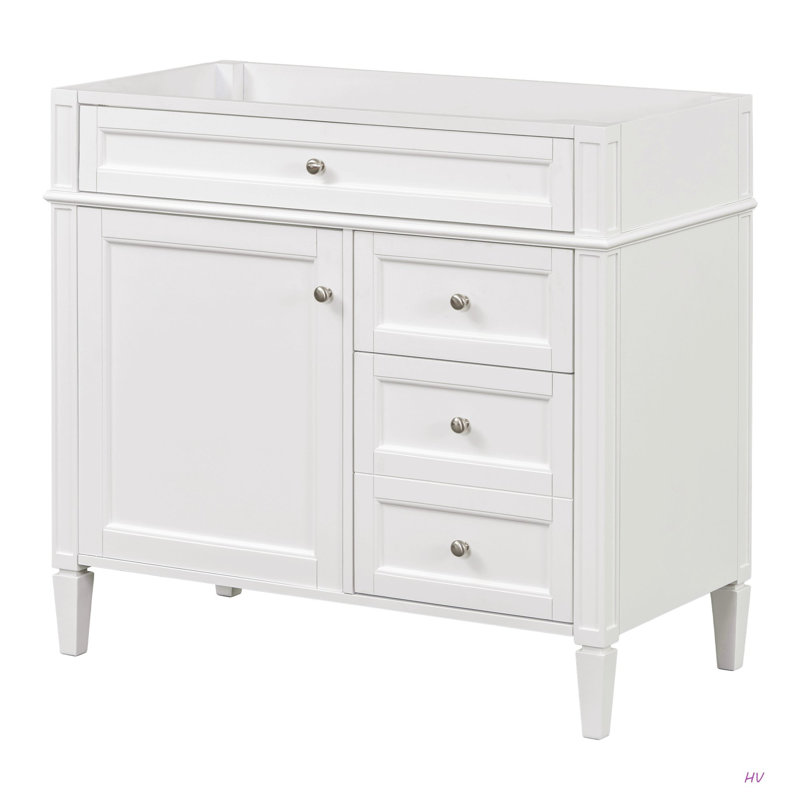 Meuble-lavabo de 36 po sans lavabo supérieur, armoire de rangement moderne avec 2 tiroirs et un tiroir basculant, structure en bois massif