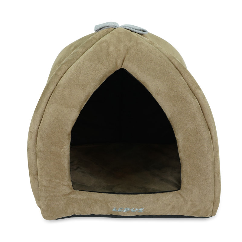 Lit pour chien à capuche, Petit (l 13,8 po x P 13,8 po x H 13,8 po), Beige