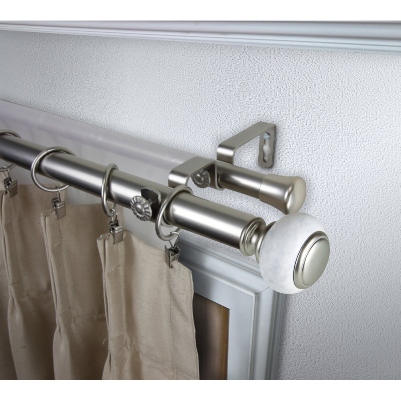 Tringle à rideaux double McWethy, H 2,75 po x l 170 po x P 6,75 po, Nickel satiné