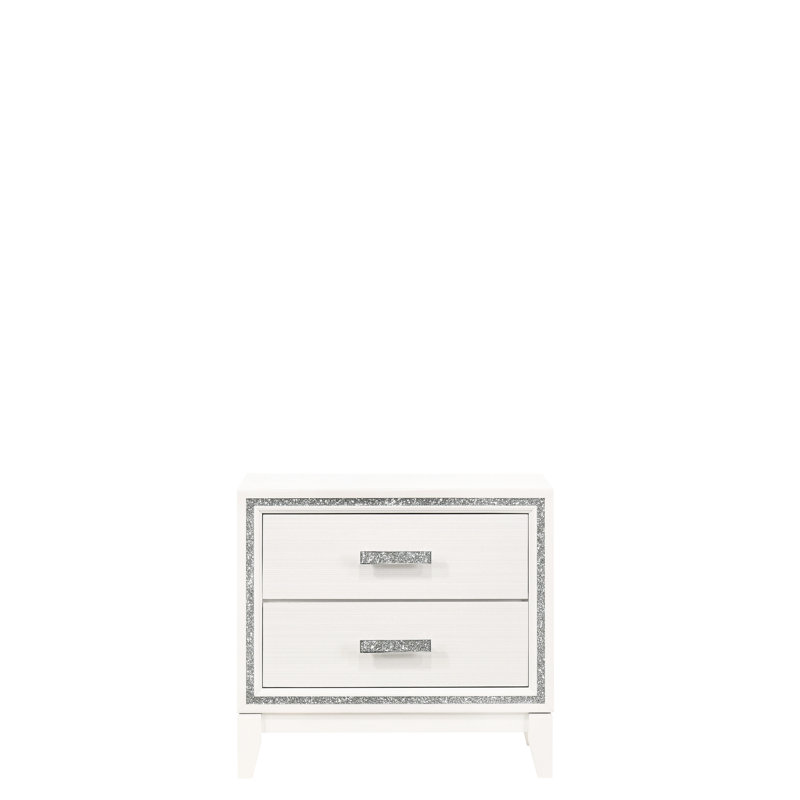 Table de chevet blanche - Rangement chic et pratique pour la chambre à coucher avec 2 tiroirs en bois synthétique l 28 po x H 26 po P 17 po