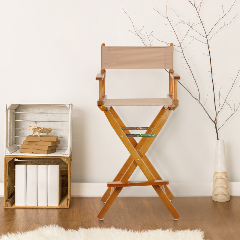30" Folding Director Chair with Canvas, Olive, Honey Oak