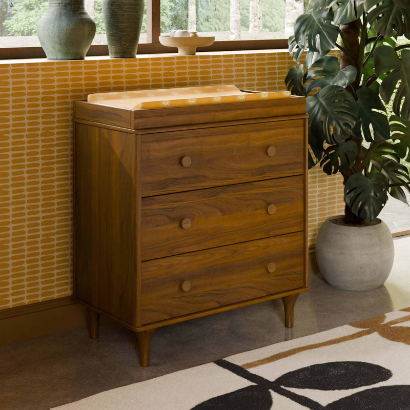 Lolly 3 Drawer Changing Table, Natural Walnut