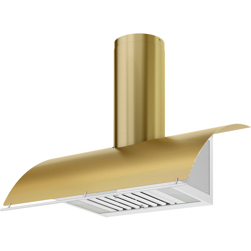 Zephyr Okeanito 36 in. Wall Mount Range Hood with LED Lights, Brushed Gold, 36"