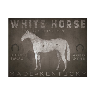 Art mural sur toile tendue - art mural «White Horse With Word» par Ryan Fowler pour le salon, la chambre à coucher ou le bureau - 35 x 47