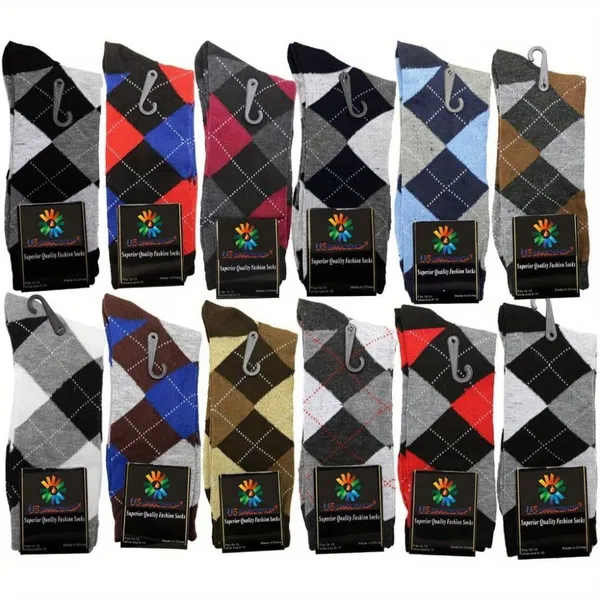 3/6/12 paires de chaussettes en coton rayé de couleur unie pour hommes avec style et couleur aléatoires
