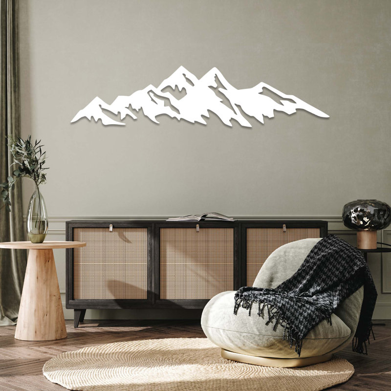 Mountains Metal Wall Art - Mountain Range Silhouette Wall Art - Nature Landscape Design Sculpture - Rustic Outdoor Wall Hanging - Modern Industrial Metal Art - Nature Inspired Home Decor - Bold Statement Art Piece