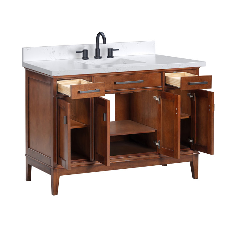 Anglet 48" Single Bathroom Vanity with Top, Tobacco, Cala White
