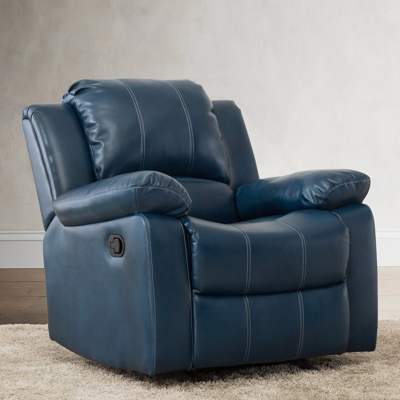 Fauteuil inclinable en cuir bleu marine Charlotte, Similicuir bleu marine