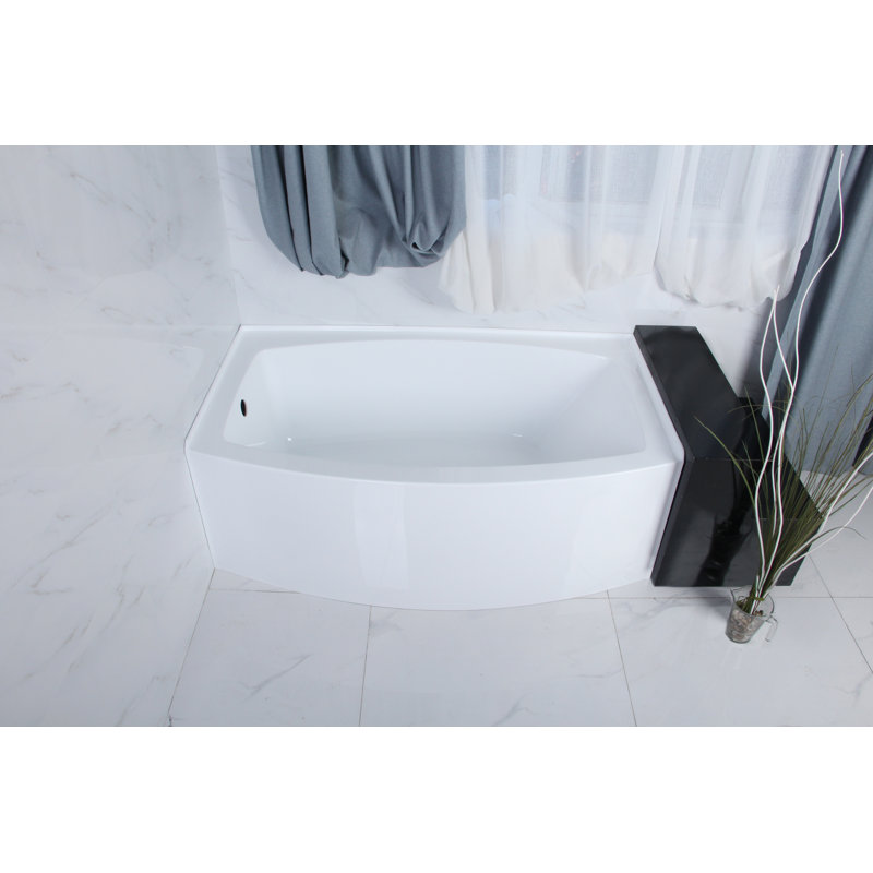 Kingston Brass Aqua Eden 60-Inch Acrylic Rectangular 3-Wall Alcove Tub, Drain Hole, Left