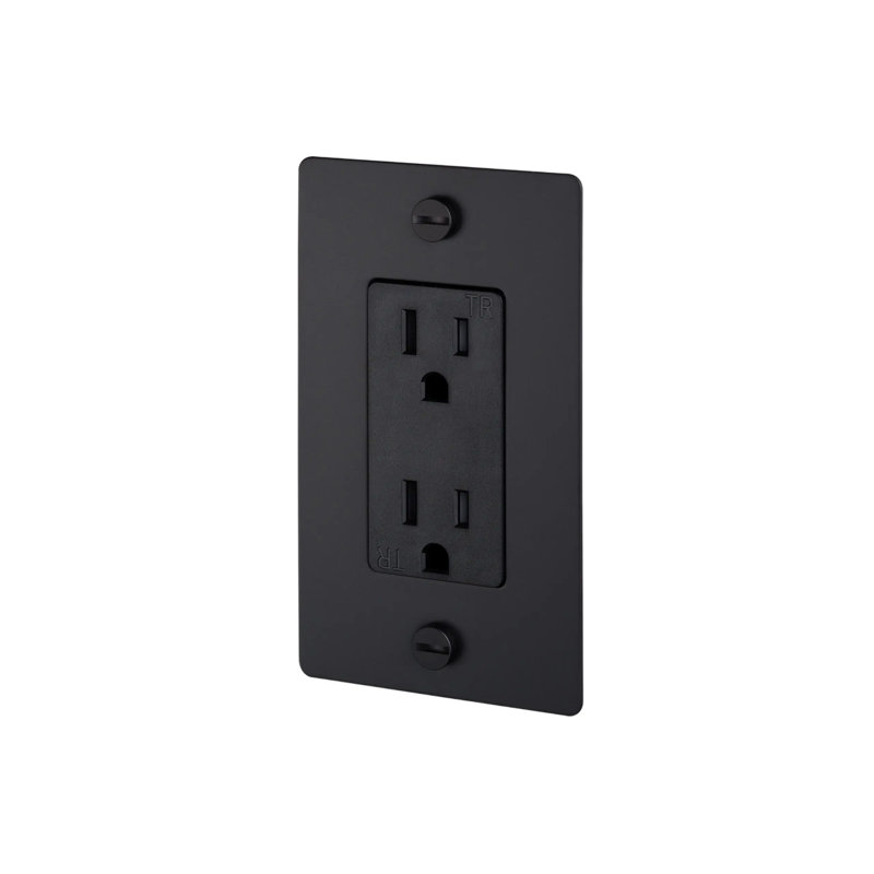 1G Duplex Outlet / Without Logo, Matte Black