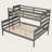 Wood Twin XL over Queen Convertible Bunk Bed with Ladder, Detachable Design, Solid Pine Frame, No Box Spring Required-2011470076