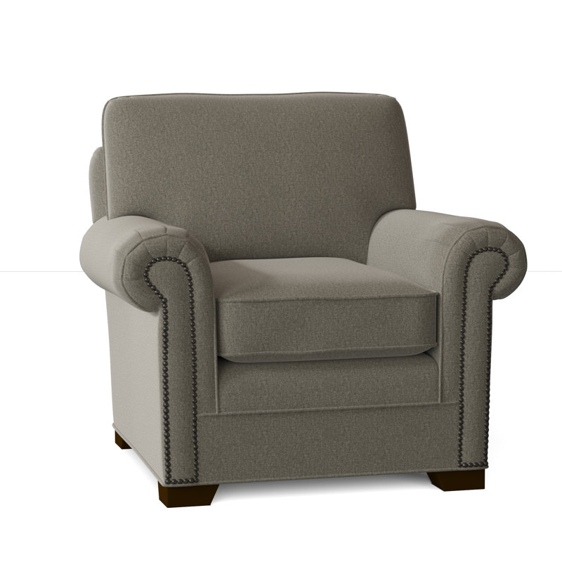 Fauteuil de 41 po de large Adrena, Non, Chenille performance gris Craftwood 16, Laiton foncé