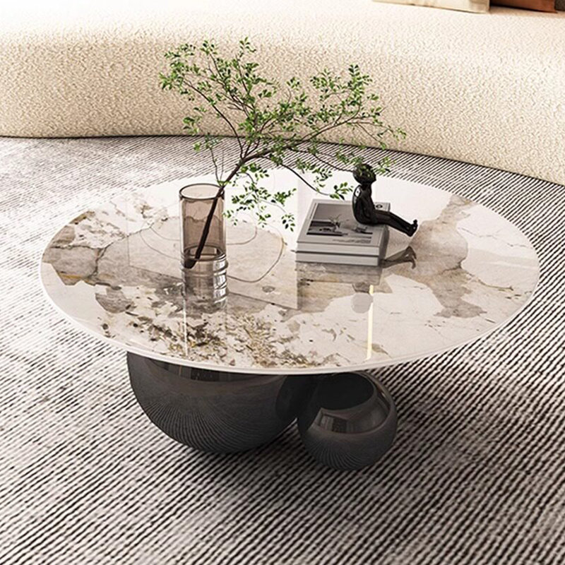 Table basse ronde de style italien, 17.7" H x 31.5" L x 31.5" W, Black