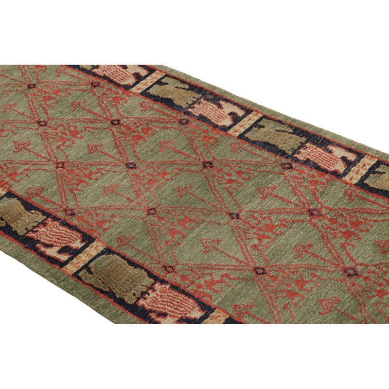 European Kilim Wool Geometric Area Rug, Square 4'