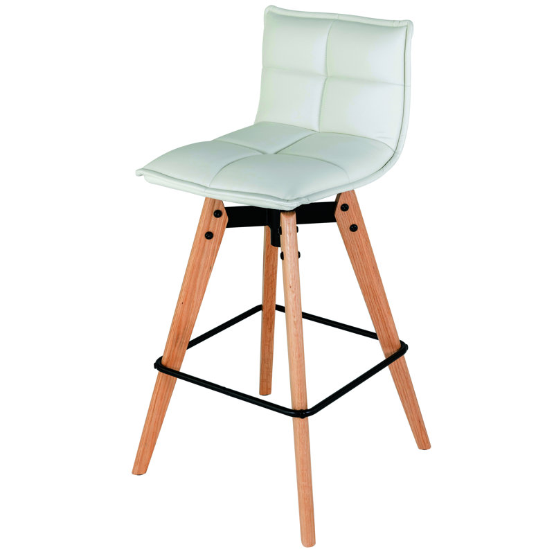 Parsonsfield Upholstered Bar Stool with Solid Wood Frame, White