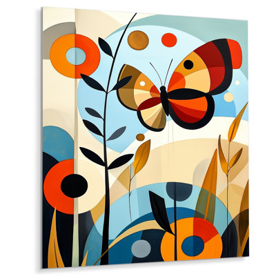 «Mid Century Butterfly Journey I - Animals», art mural en métal